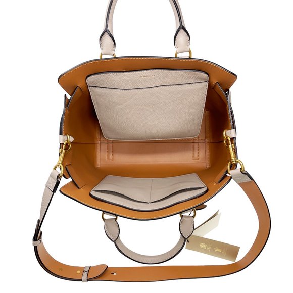 Burberry Medium Marais Belt Two Tone Colors Leather Satchel - Picture 6 of 10